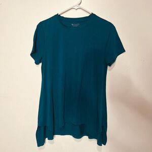 Athleta Teal Blue T-Shirt Handkerchief Hem